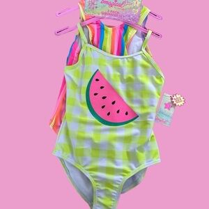 btween bmagical 2Pk Lined 1Pc Swimsuit Set Girls Size 6 SPF 50+ Multicolor NWT!